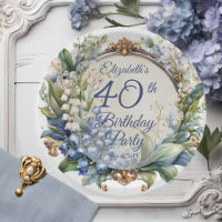 Elegant Baroque Floral Frame 40th Birthday Party