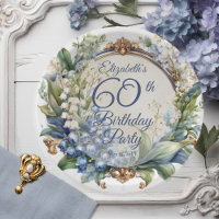 Elegant Baroque Floral Frame 60th Birthday Party