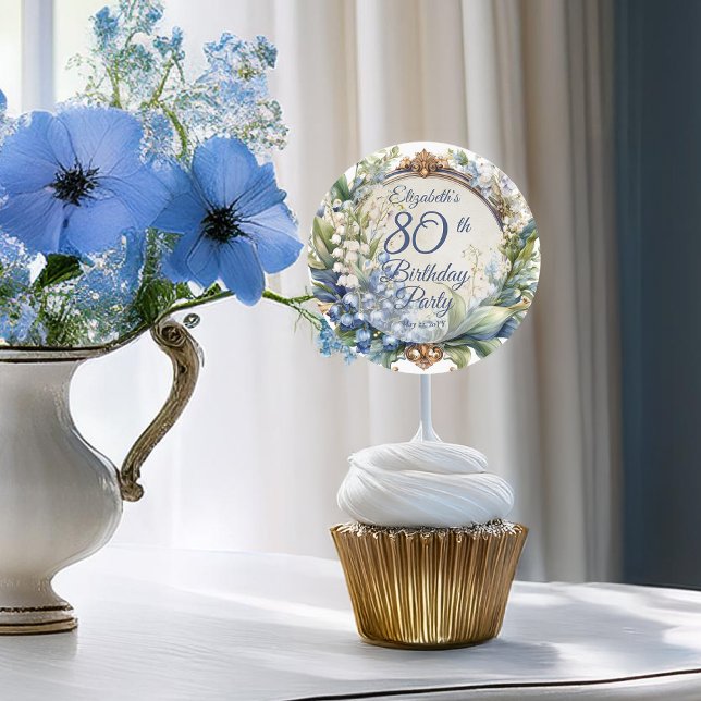 Elegant Baroque Floral Frame 80th Birthday Party Classic Round Sticker (Elegant Baroque Floral Frame 80th Birthday Party Classic Round Sticker)