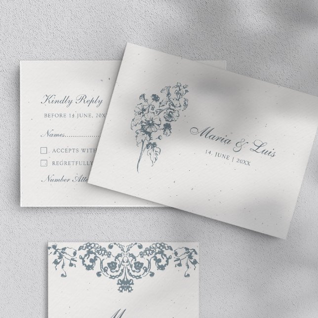 Elegant Baroque Flower Wedding RSVP Card (Creator Uploaded)