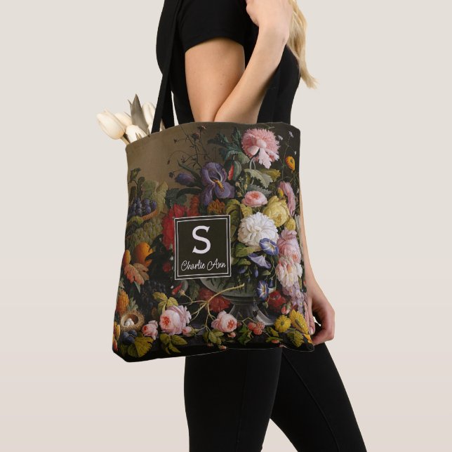 Elegant Baroque Flowers Still Life Art Painting Tote Bag (Close Up)