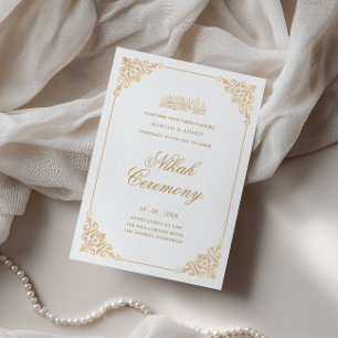 Elegant Baroque Frame Gold Script Nikah Ceremony Invitation