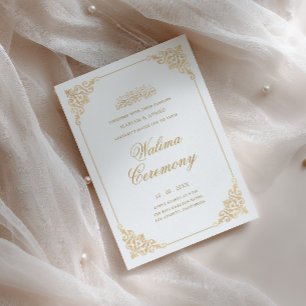 Elegant Baroque Frame Gold Script Walima Ceremony Invitation