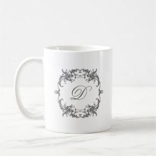 Elegant Baroque Frame with Your Monogram Initial Coffee Mug