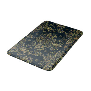 Elegant Baroque Gold Butterfly Flourish Bath Mat
