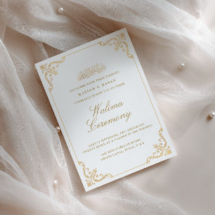 Elegant Baroque Gold Frame Script Walima Ceremony Invitation