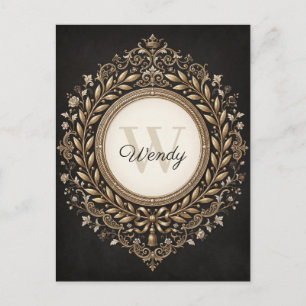 Elegant Baroque Gold Frame with Custom Name Postcard