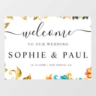 Elegant Baroque Gold Teal Wedding Welcome Sign