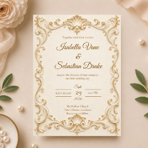 Elegant Baroque Gold Wedding Invitation