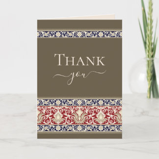 Elegant Baroque Lace on Brown Thank You Card