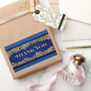 Elegant Baroque Navy And Gold Classy Chic Wedding Rectangular Sticker