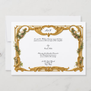 Elegant Baroque Rococo Rose Color Floral Border Invitation