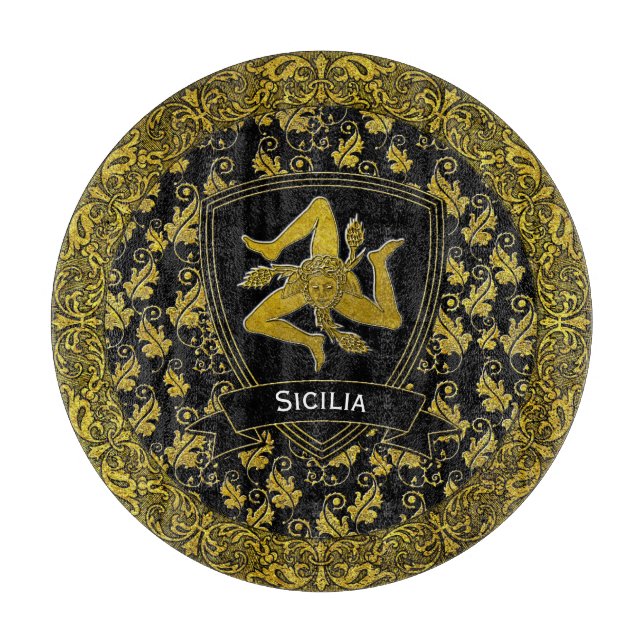 Elegant Baroque Sicilian Trinacria Cutting Board (Front)