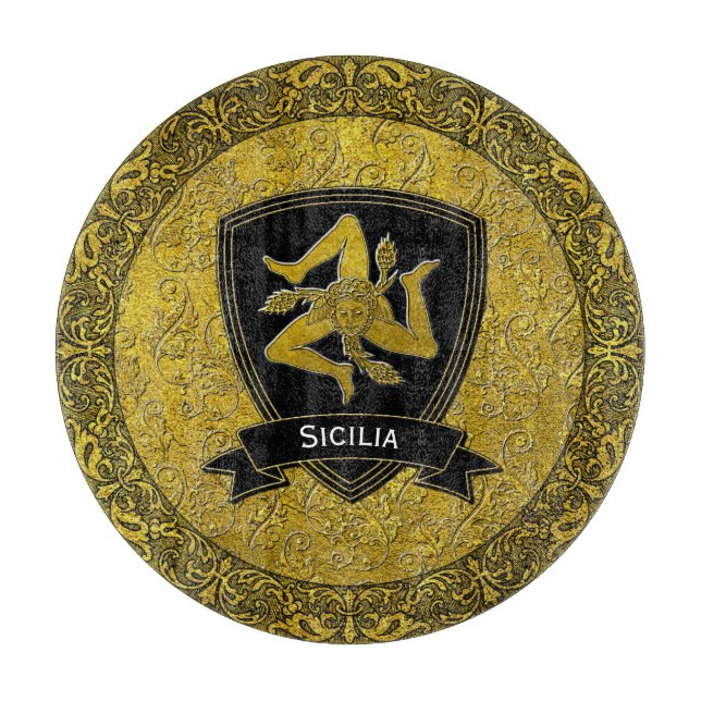 Elegant Baroque Sicilian Trinacria Cutting Board (Front)