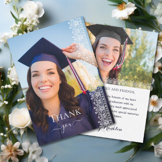 Elegant Baroque Victorian Lace Graduation Photo Thank You Card