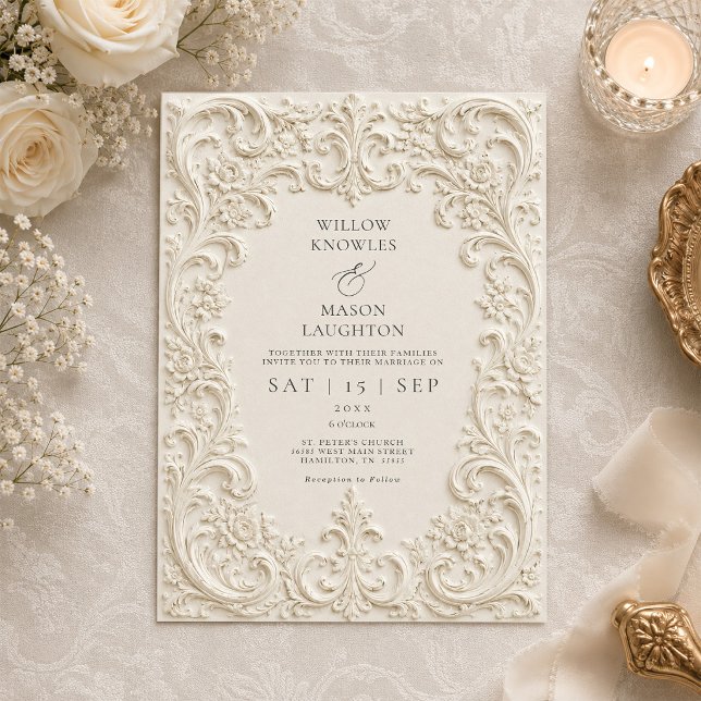 Elegant Baroque Vintage Scrollwork Wedding Invitation (Elegant Baroque Vintage Scrollwork Wedding Invitation)