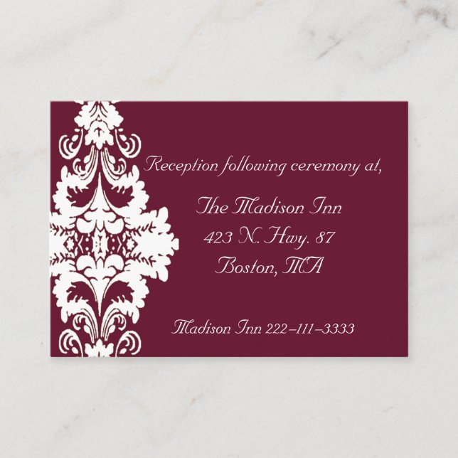 Elegant baroque Wedding enclosure cards (Front)