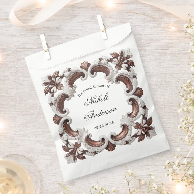 Elegant Baroque Wedding Frame Bridal Shower  Favour Bag (Clipped)