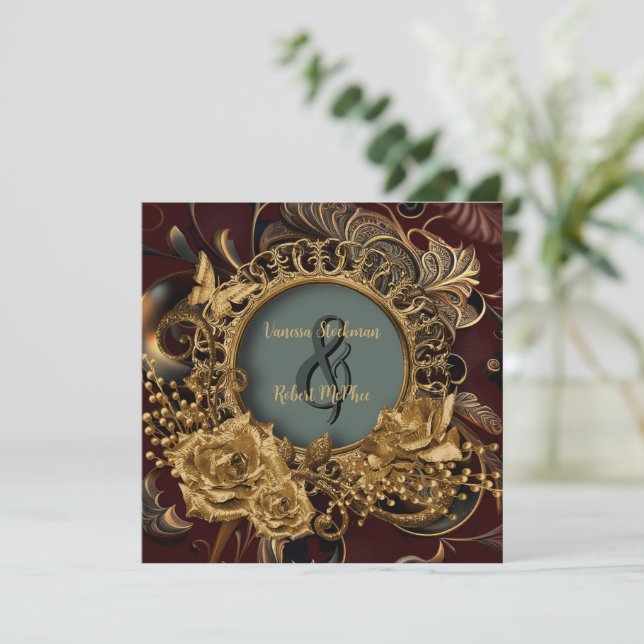 Elegant Baroque Wedding Invitation (Standing Front)