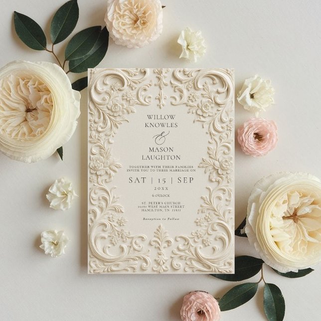 Elegant Baroque Wedding Invitation (Elegant Baroque Wedding Invitation Front)