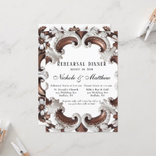Elegant Baroque Wedding Rehearsal Dinner  Invitation