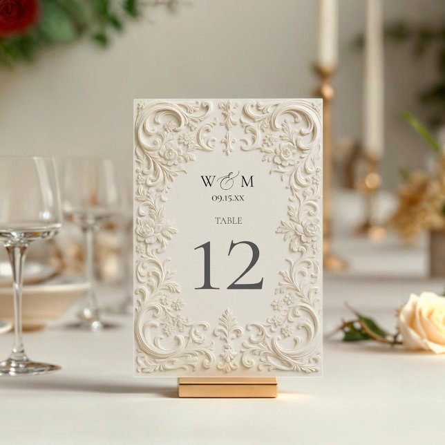 Elegant Baroque Wedding Table Number (Elegant Baroque Wedding Table Number)
