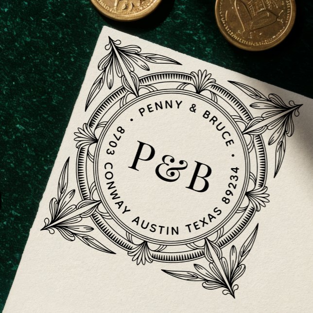 Elegant Baroque Wooden Return Address Stamp (Creator Uploaded)