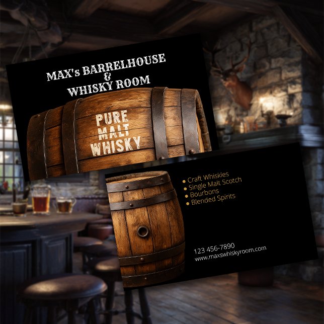 Elegant Barrelhouse and Whisky Room Business Card (Creator Uploaded)