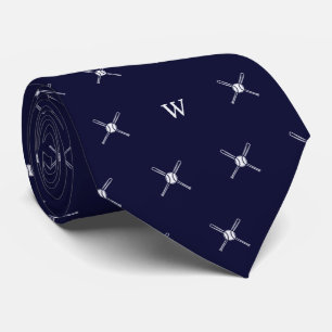 Elegant Baseball Bats Ball Monogram Initials Blue Tie