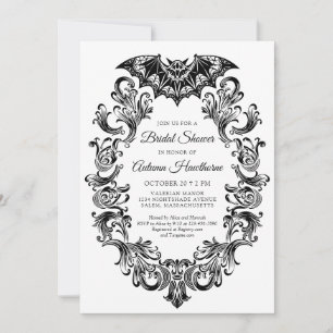 Elegant Bat Halloween Bridal Shower Invitation