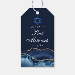 Elegant Bat Mitzvah Party Custom Navy Blue Gold Gift Tags