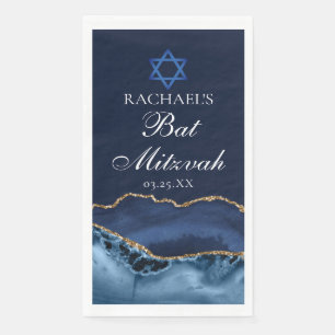 Elegant Bat Mitzvah Party Custom Navy Blue Gold Napkin