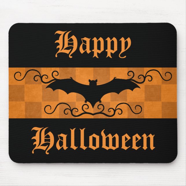 Elegant bat with swirls Happy Halloween Mouse Pad (Front)