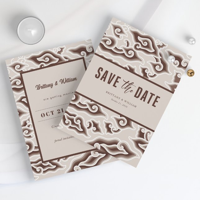 Elegant Batik Beauty: Vintage Brown Save the Date (Elegant Batik Beauty Vintage Brown Save the Date)