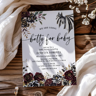 Elegant Batty for Baby Halloween Baby Shower Invitation