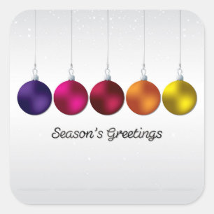 Elegant bauble and stars square sticker