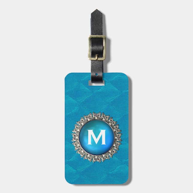 Elegant Bauble with Monogram Luggage Tag (Front Vertical)