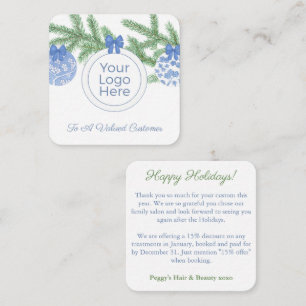 Elegant Baubles Small Business Logo Happy Holidays Card