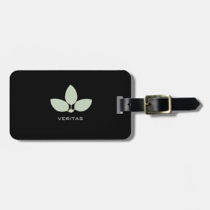 Elegant Bay Leaf Silhouette on Black Luggage Tag