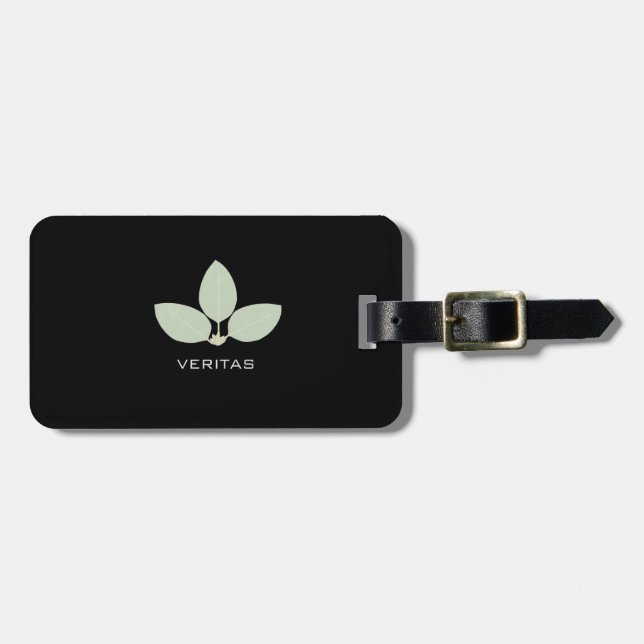 Elegant Bay Leaf Silhouette on Black Luggage Tag (Front Horizontal)