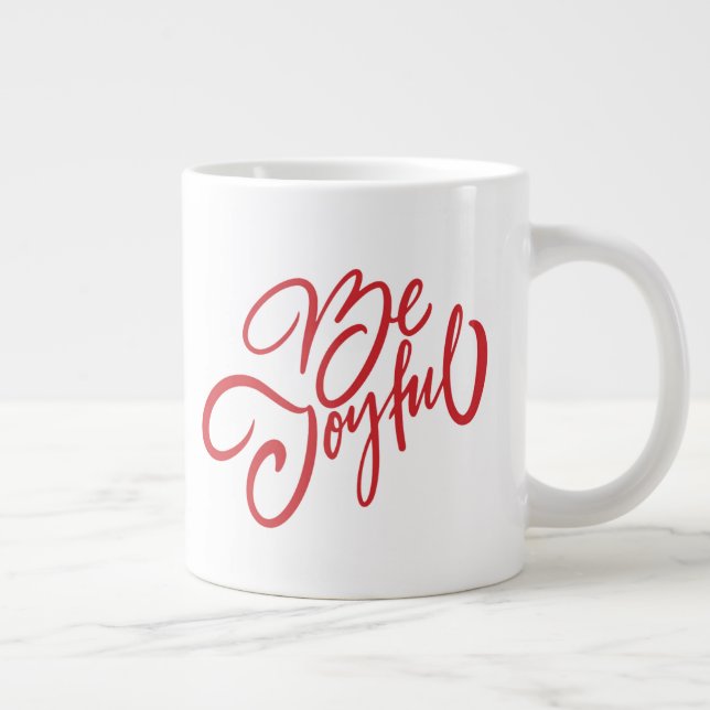 Elegant Be Joyful Holiday Design Large Coffee Mug (Right)