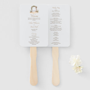 Elegant Beach Arch Minimalist Wedding Program Hand Fan