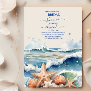 Elegant Beach Blue Ocean  Bridal Shower Invitation