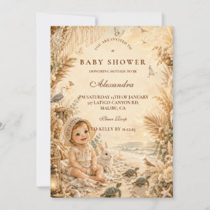 Elegant Beach Boho Baby Shower Invitation