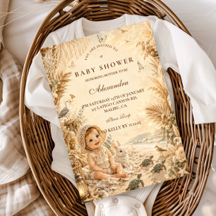 Elegant Beach Boho Baby Shower Invitation