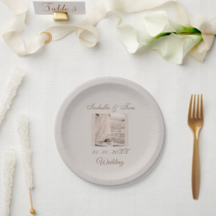 Elegant Beach, Coastal Wedding Stationery Paper Plate