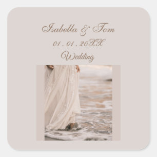 Elegant Beach, Coastal Wedding Stationery Square Sticker