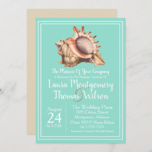 Elegant Beach Conch Shell Wedding Invitation