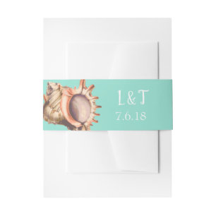 Elegant Beach Conch Shell Wedding Invitation Belly Band