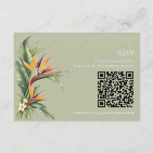 Elegant Beach Destination Wedding RSVP QR Code Enclosure Card